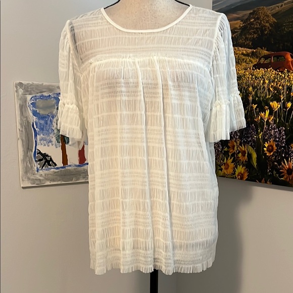 Max Studio White Textured Blouse - Picture 1 of 13